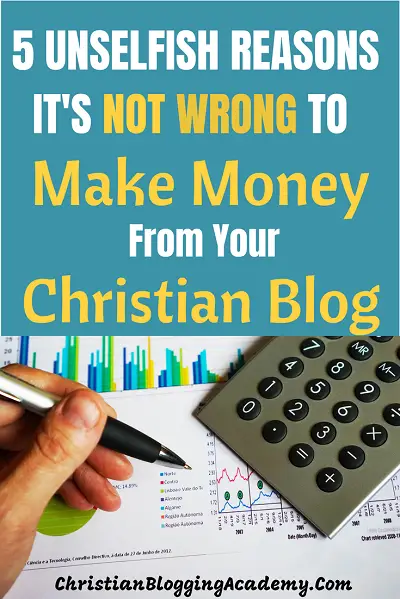 man holding pen, calculator and spreadsheet on table making money from Christian blog 
