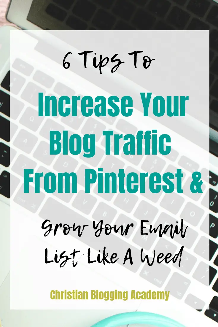 laptop keyboard with text overlay saying how to increase blog traffic using Pinterest