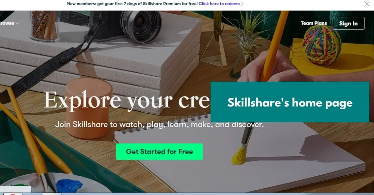 skillshare's homepage