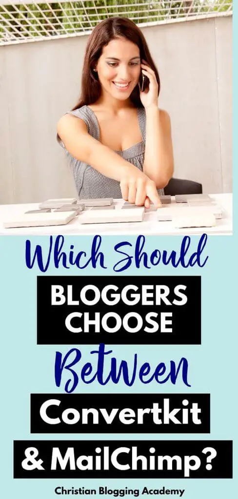 woman choosing. Pin for bloggers choosing Convertkit vs Mailchimp