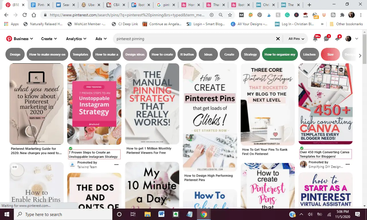 screenshot of pinterest showing how to pin on pinterest in 2020