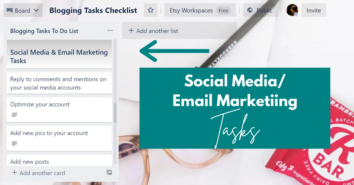 pic of social media blogging task checklist 