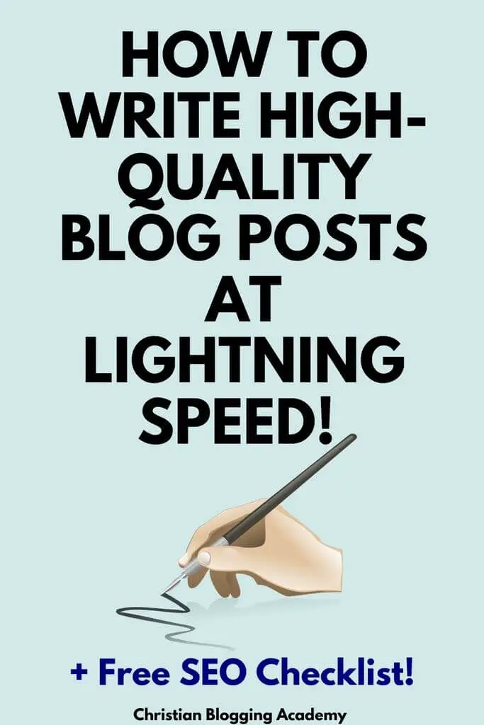 blue background how to write blog posts fast hand writing