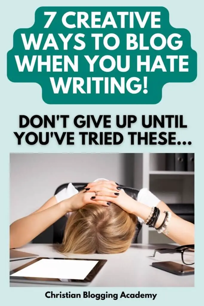 woman with head on desk upset blogging when you hate writing