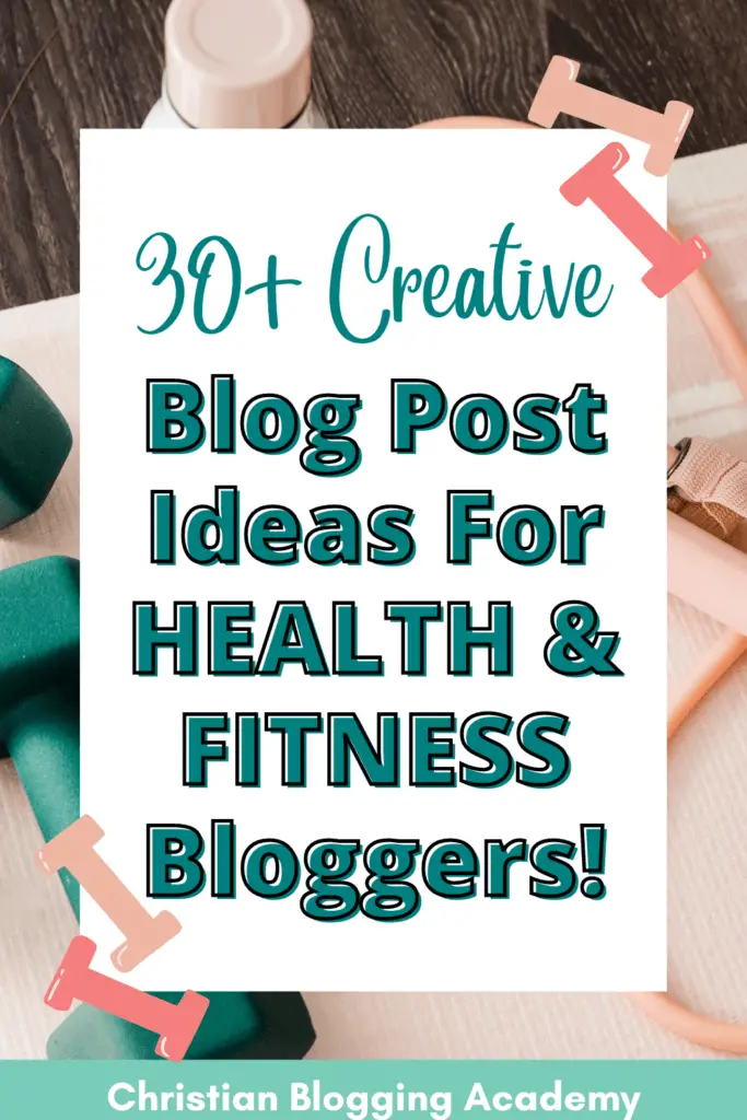 teal and white writing health and fitness blog post ideas  teal dumbbells