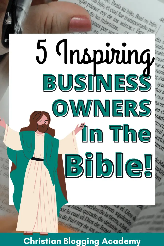 teal and black writing with bible in the backgroud examples of entrepreneurs in the bible Bible character in teal 