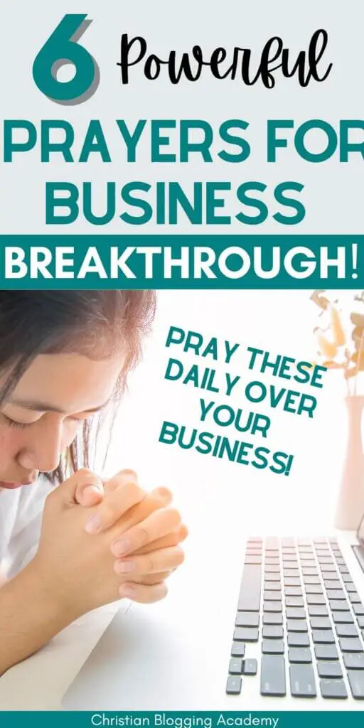  Start Your Week Right: Powerful Prayers for Business Breakthrough in teal and white letters