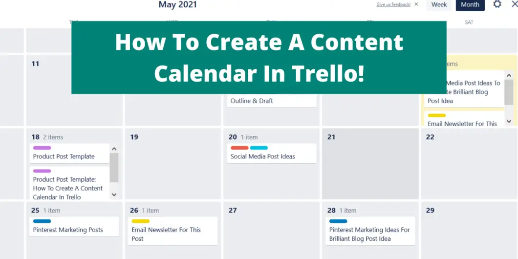 pic of a content calendar created in trello