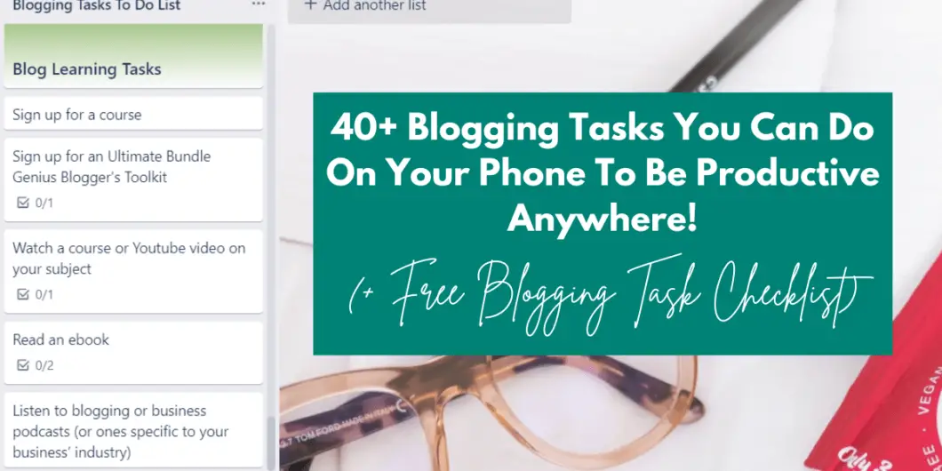 picture of my blogging task checklist