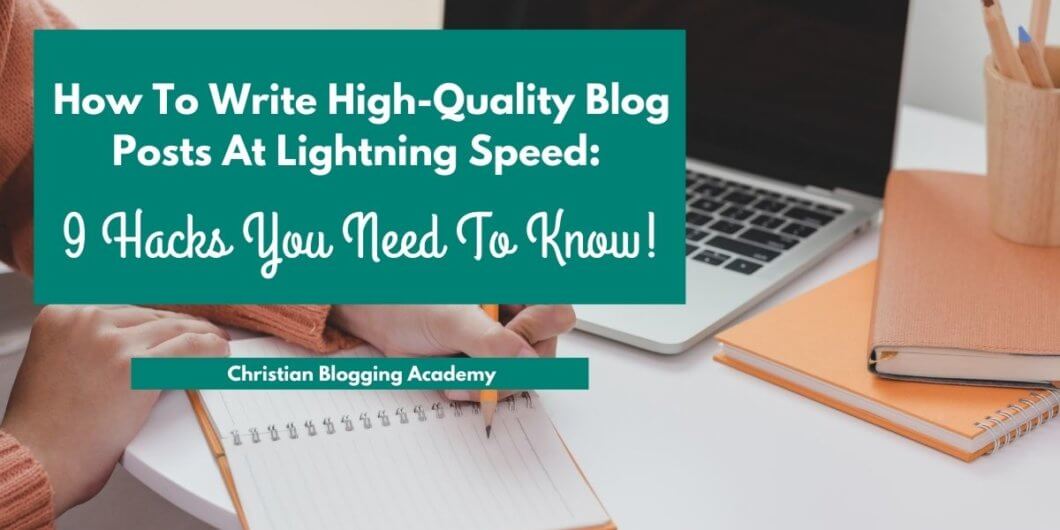 woman writing at white desk how to write blog posts faster